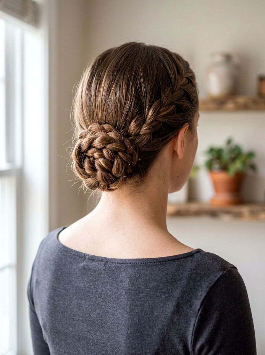 Braided Low Bun - 20 vacation hairstyle for cruise nights - 20 vacation hairstyle for cruise nights