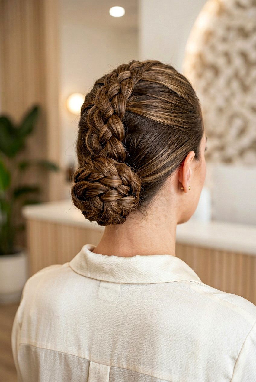Braided Low Bun - 20 easy overnight hairstyle for thick hair - 20 easy overnight hairstyle for thick hair