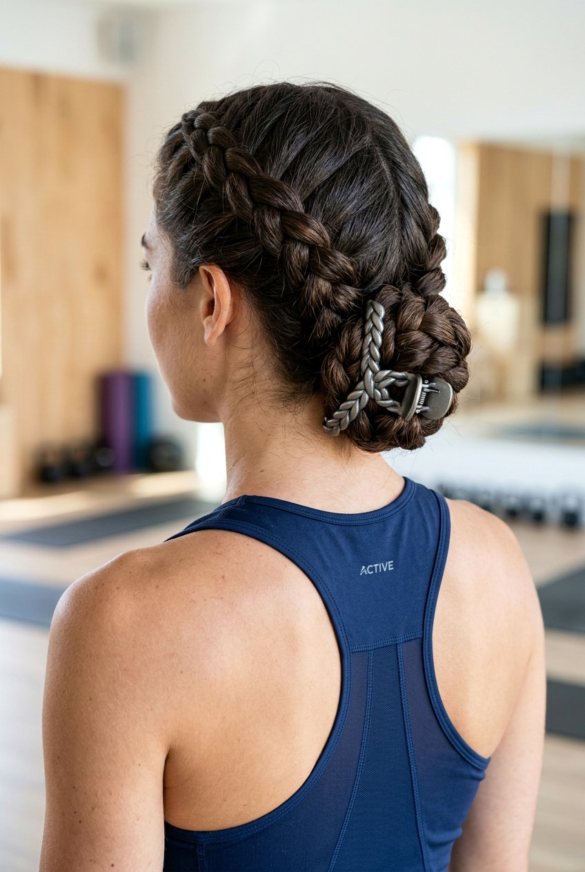 Braided Low Bun Clip - 20 easy claw clip hairstyles for medium hair - 20 easy claw clip hairstyles for medium hair