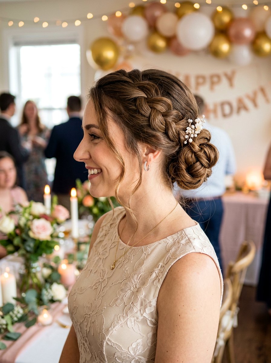 Braided Low Bun For Birthday Party - 20 soft glam hairstyle for birthday party - 20 soft glam hairstyle for birthday party