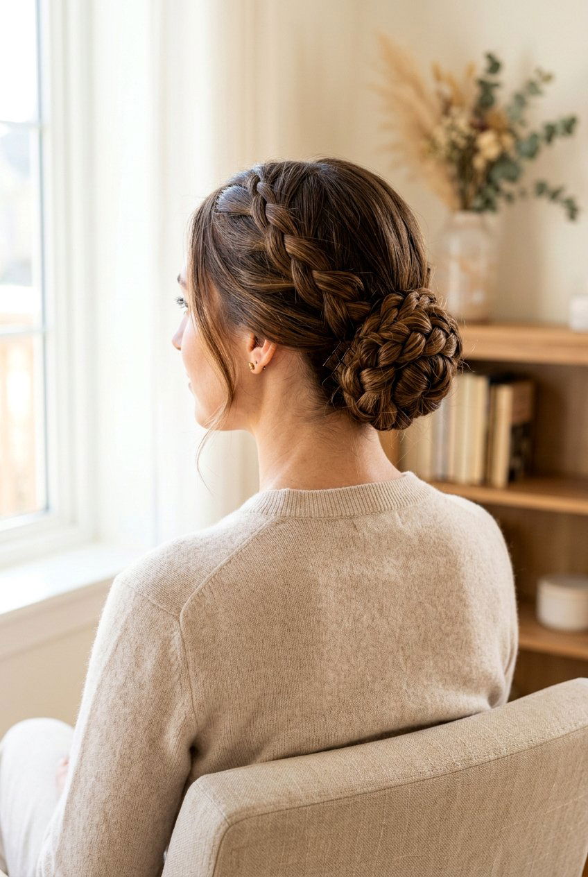 Braided Low Bun For Busy Mornings - 20 moms hairstyle ideas for busy mornings - 20 moms hairstyle ideas for busy mornings