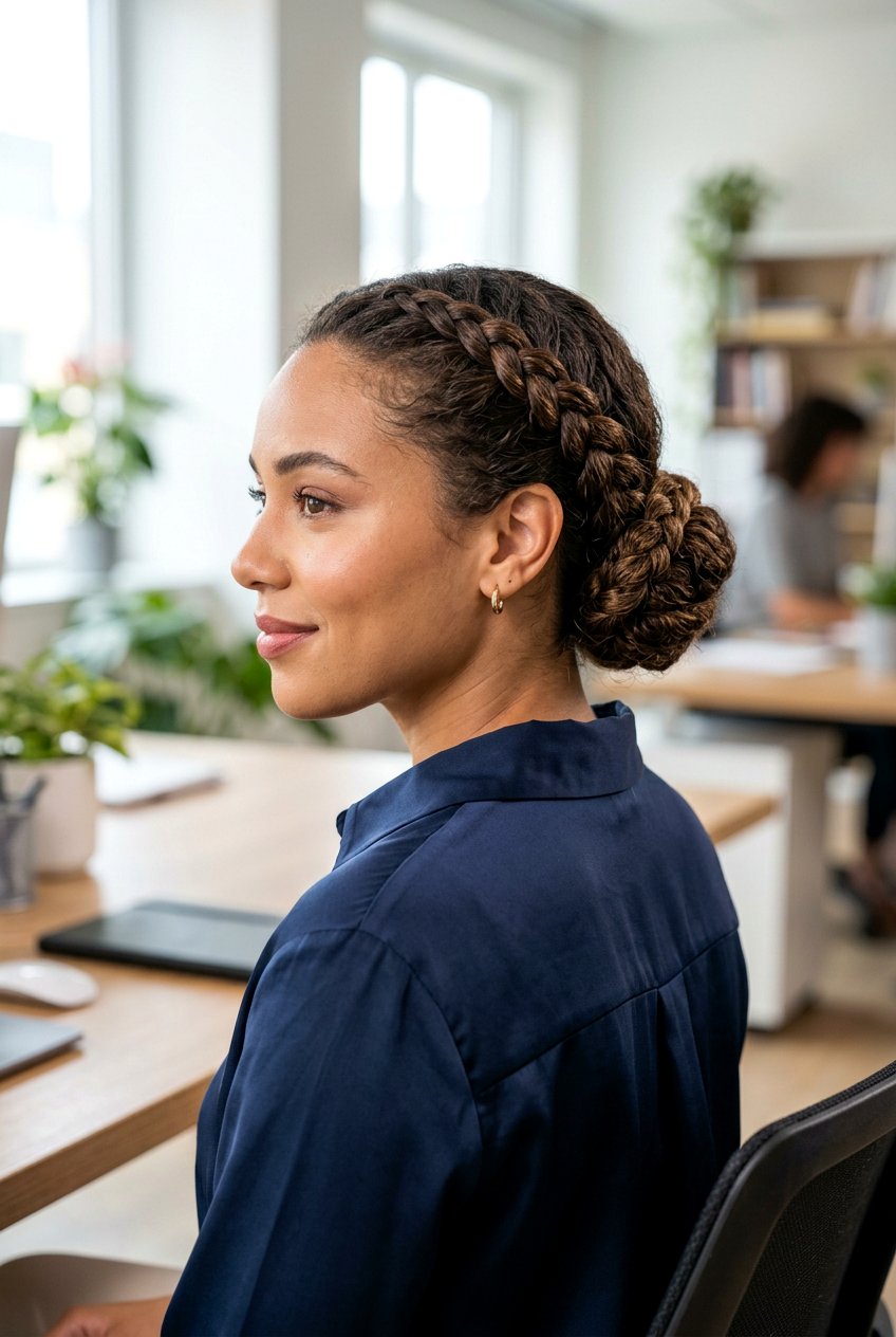 Braided Low Bun For Interview - 20 interview bun hairstyle - 20 interview bun hairstyle