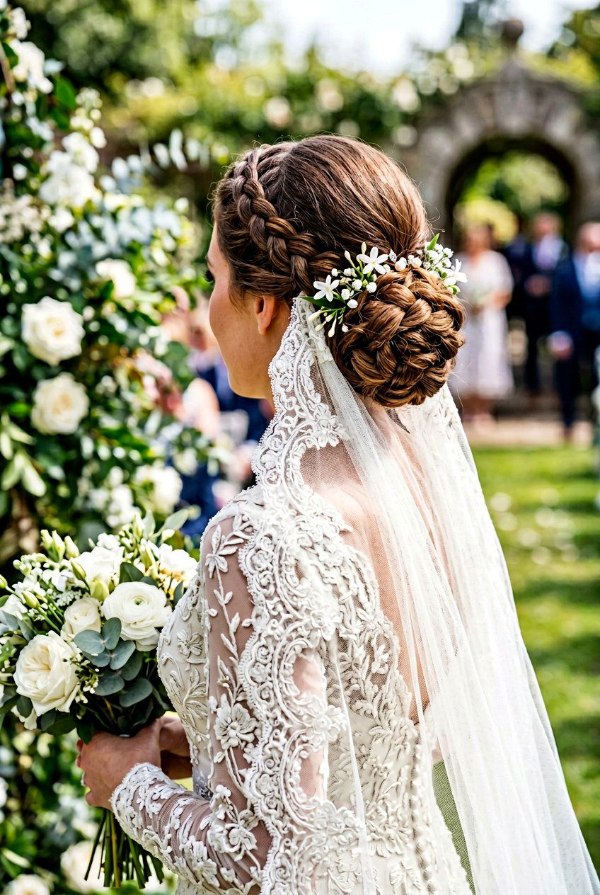 Braided Low Bun Wedding Hairstyle With Veil - 20 classic bridal bun for veil - 20 classic bridal bun for veil