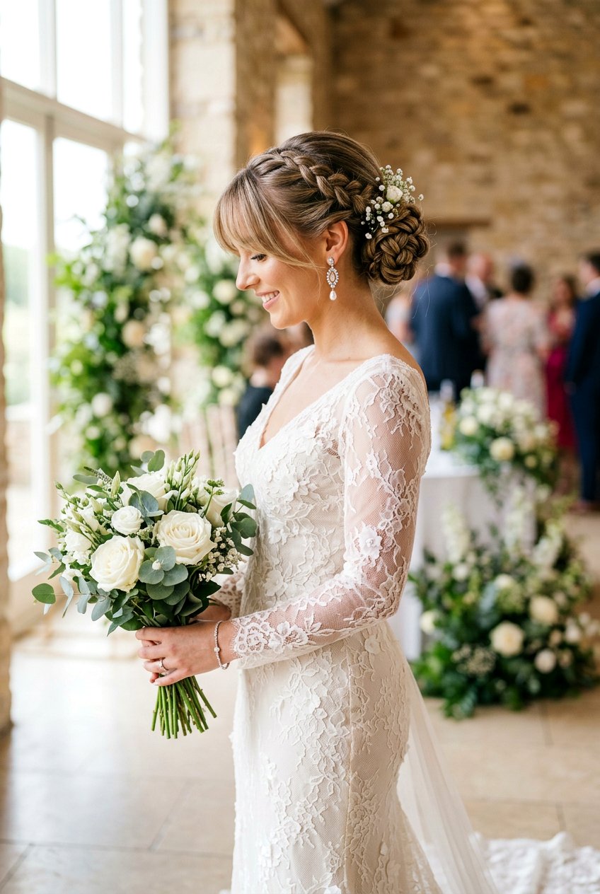 Braided Low Bun With Side Part For Bride - 20 braided low bun for bride - 20 braided low bun for bride