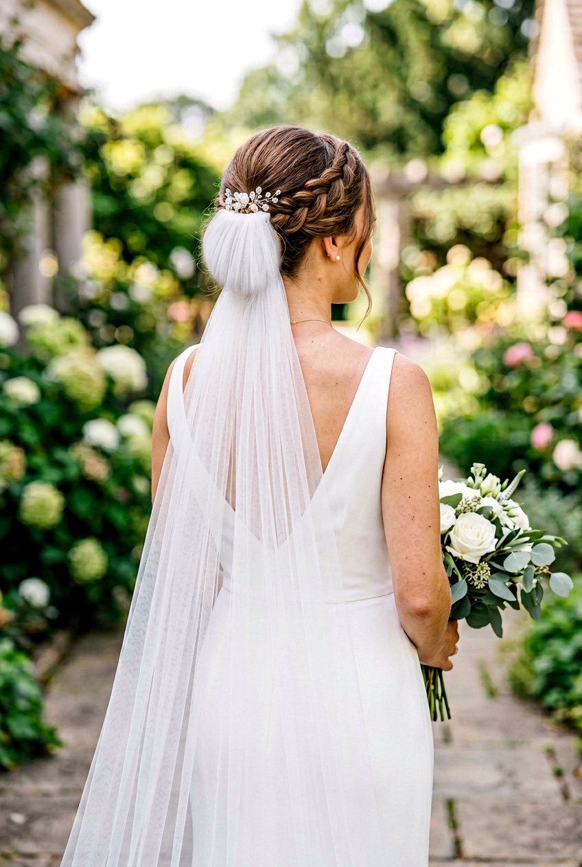 Braided Low Bun With Veil For Bride - 20 braided low bun for bride - 20 braided low bun for bride