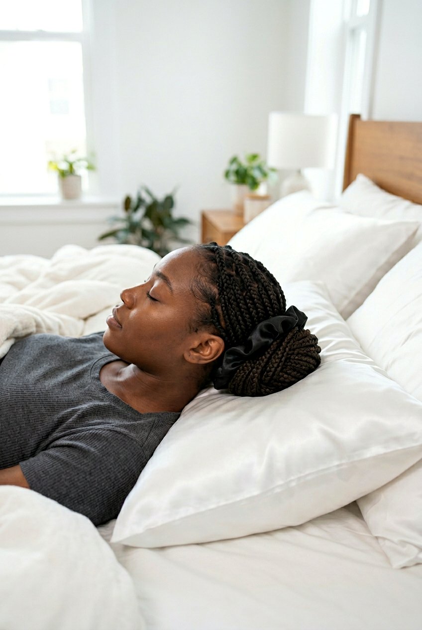 Braided Low Bun with Satin Pillowcase Sleep Setup - 20 braided protective styles for sleep - 20 braided protective styles for sleep