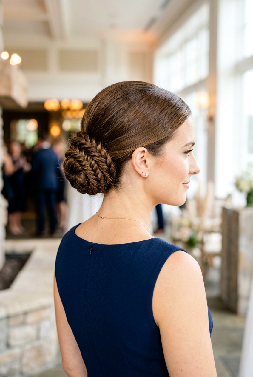 Braided Low Chignon Bun - 20 festive braid bun hairstyle - 20 festive braid bun hairstyle