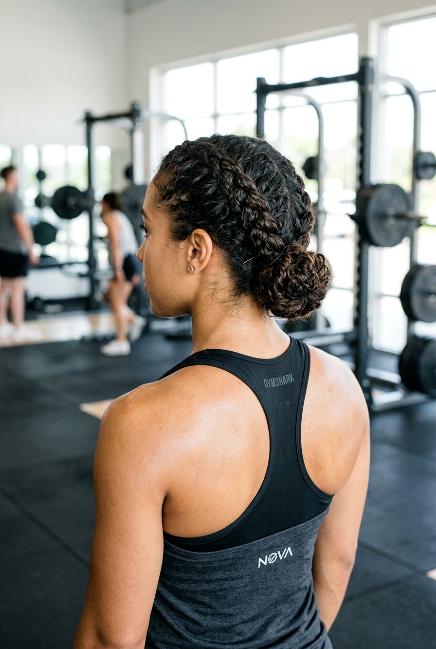 Braided Low Gym Bun For Curly Hair - 20 gym bun for curly hair - 20 gym bun for curly hair