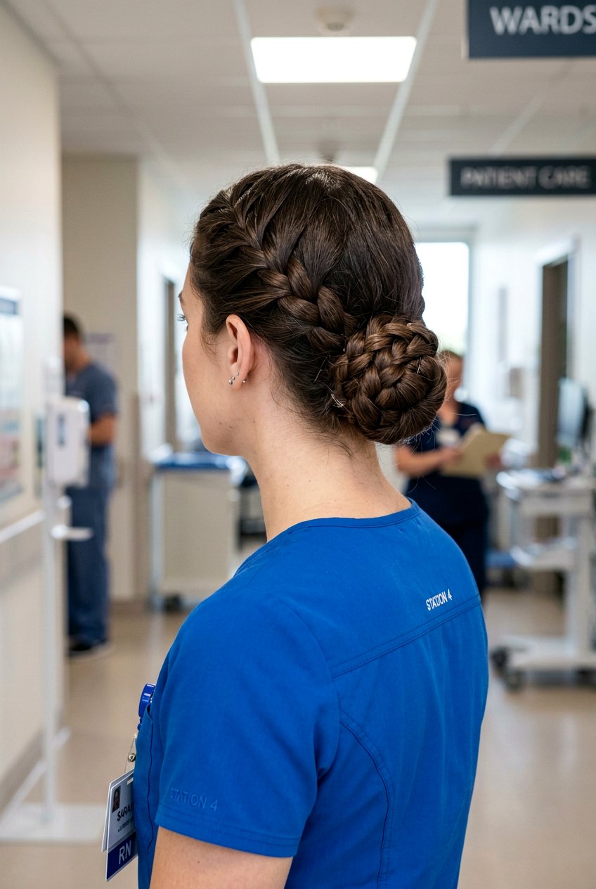 Braided Low Nurse Bun - 20 nurse bun hairstyles - 20 nurse bun hairstyles