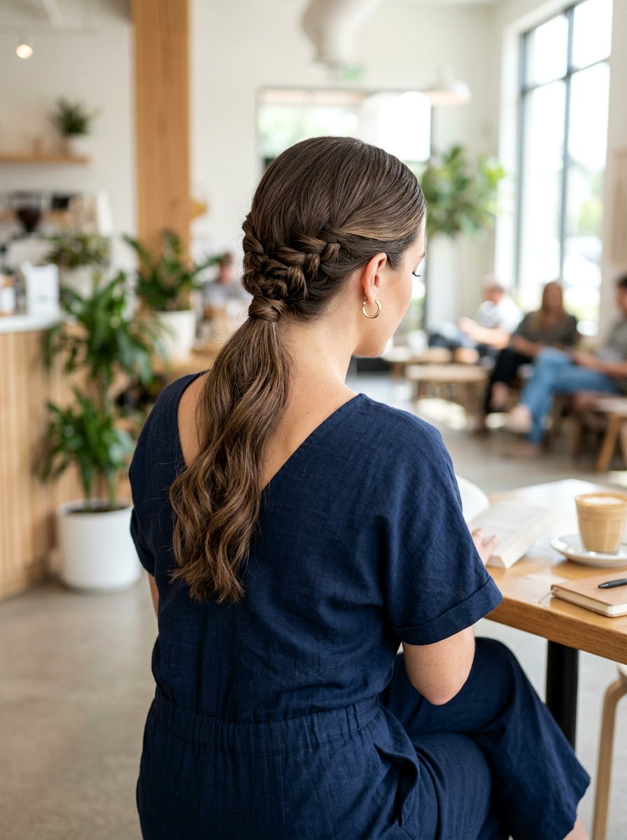 Braided Low Ponytail - 20 simple hairstyle for birthday brunch - 20 simple hairstyle for birthday brunch