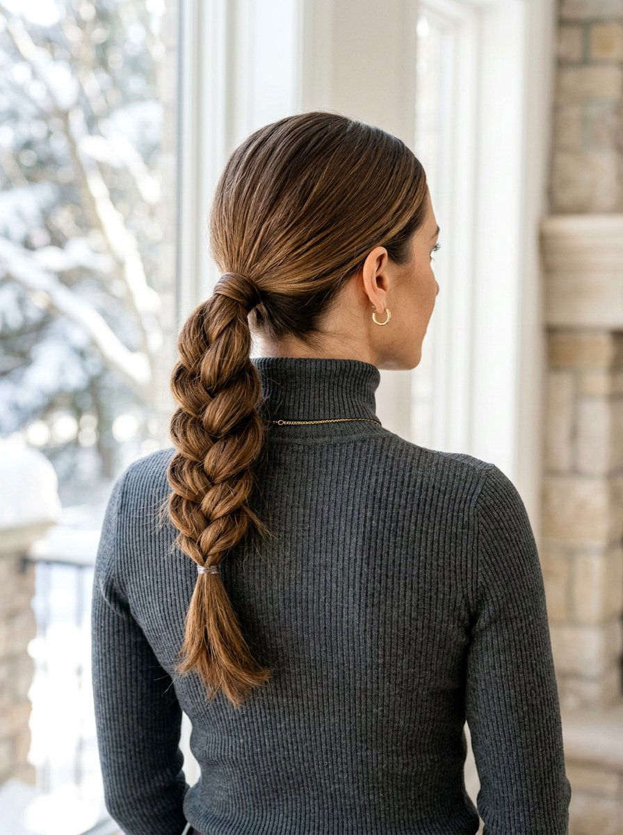 Braided Low Ponytail - 20 simple hairstyle for work dinner - 20 simple hairstyle for work dinner