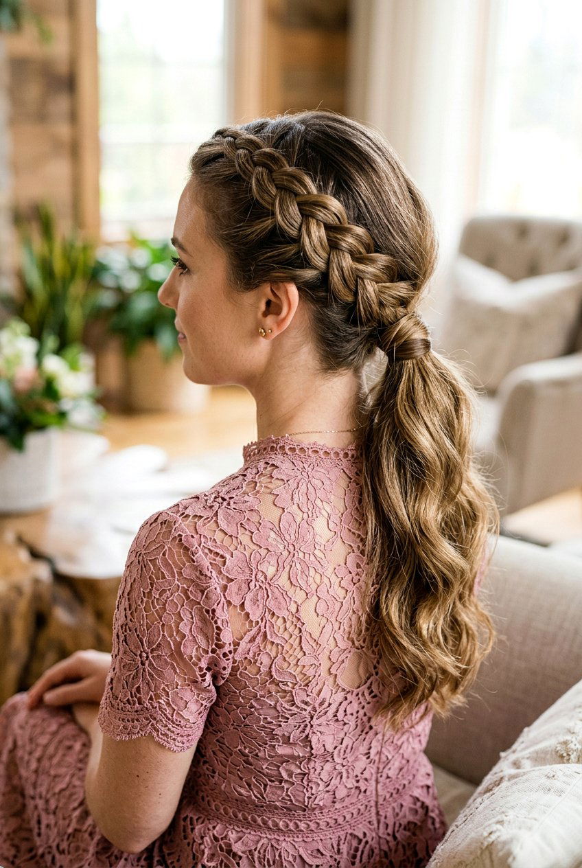 Braided Low Ponytail - 20 chic ponytail for mother of the bride - 20 chic ponytail for mother of the bride