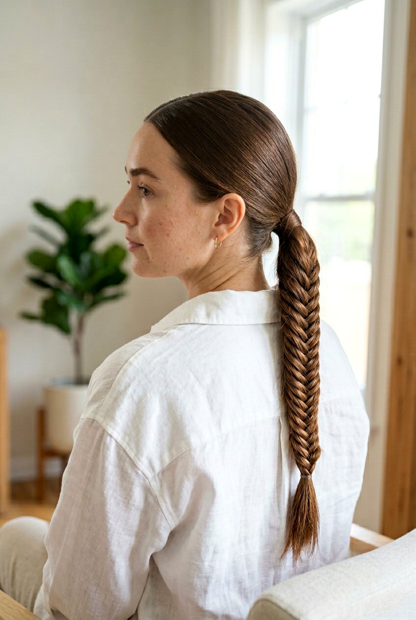 Braided Low Ponytail - 20 clean girl middle part ponytail - 20 clean girl middle part ponytail