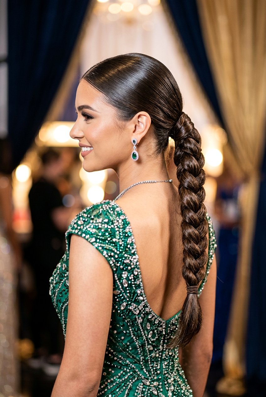 Braided Low Ponytail Pageant Updo - 20 pageant updo hairstyles - 20 pageant updo hairstyles