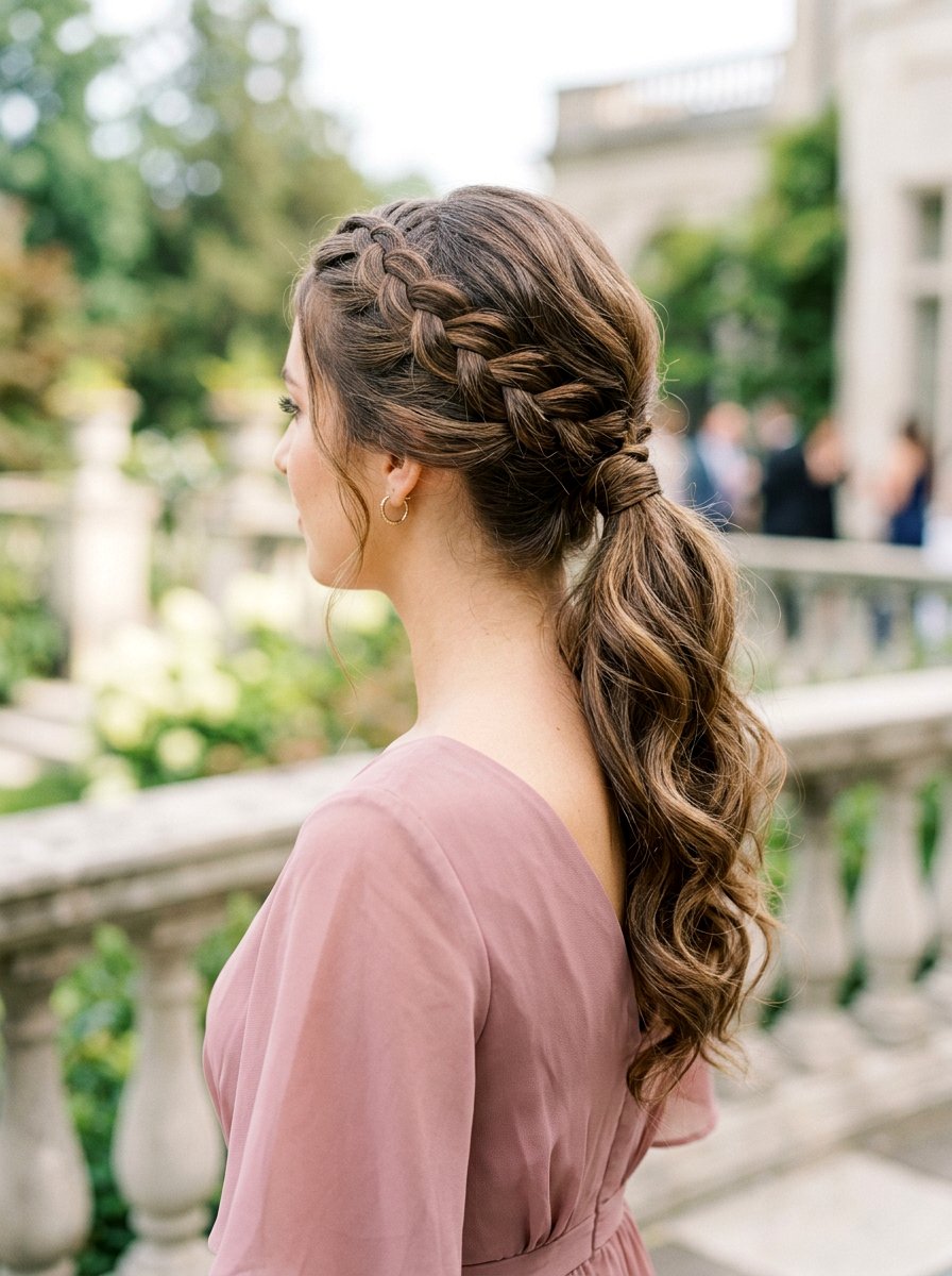 Braided Low Ponytail With Soft Waves - 20 wedding guest low ponytail with waves - 20 wedding guest low ponytail with waves