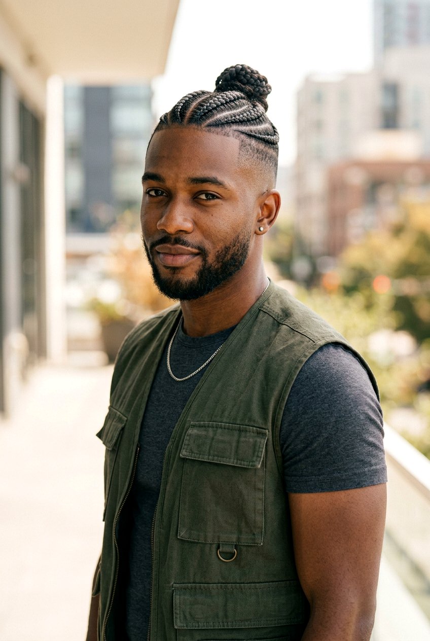 Braided Man Bun Fade - 20 man bun with fade haircut - 20 man bun with fade haircut