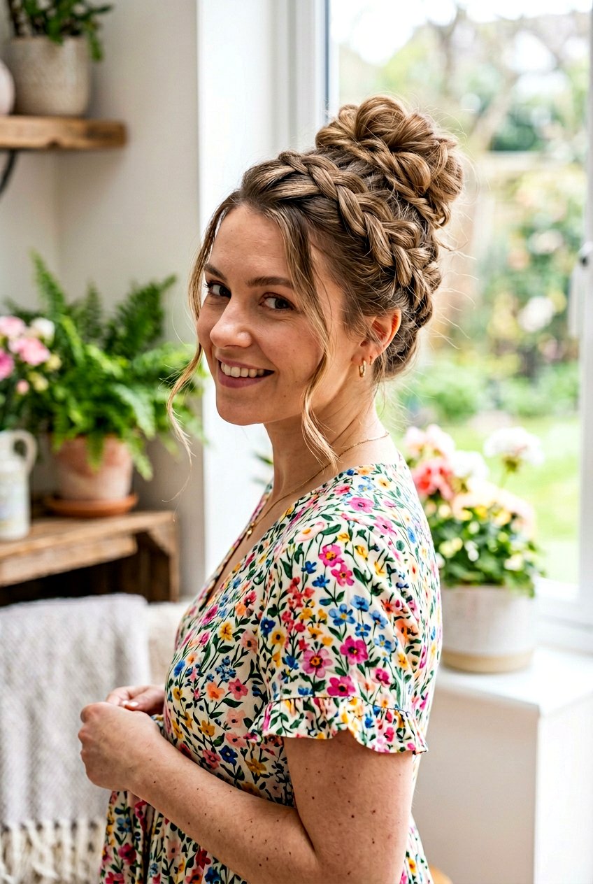 Braided Messy Bun - 20 messy bun for moms with thin hair - 20 messy bun for moms with thin hair