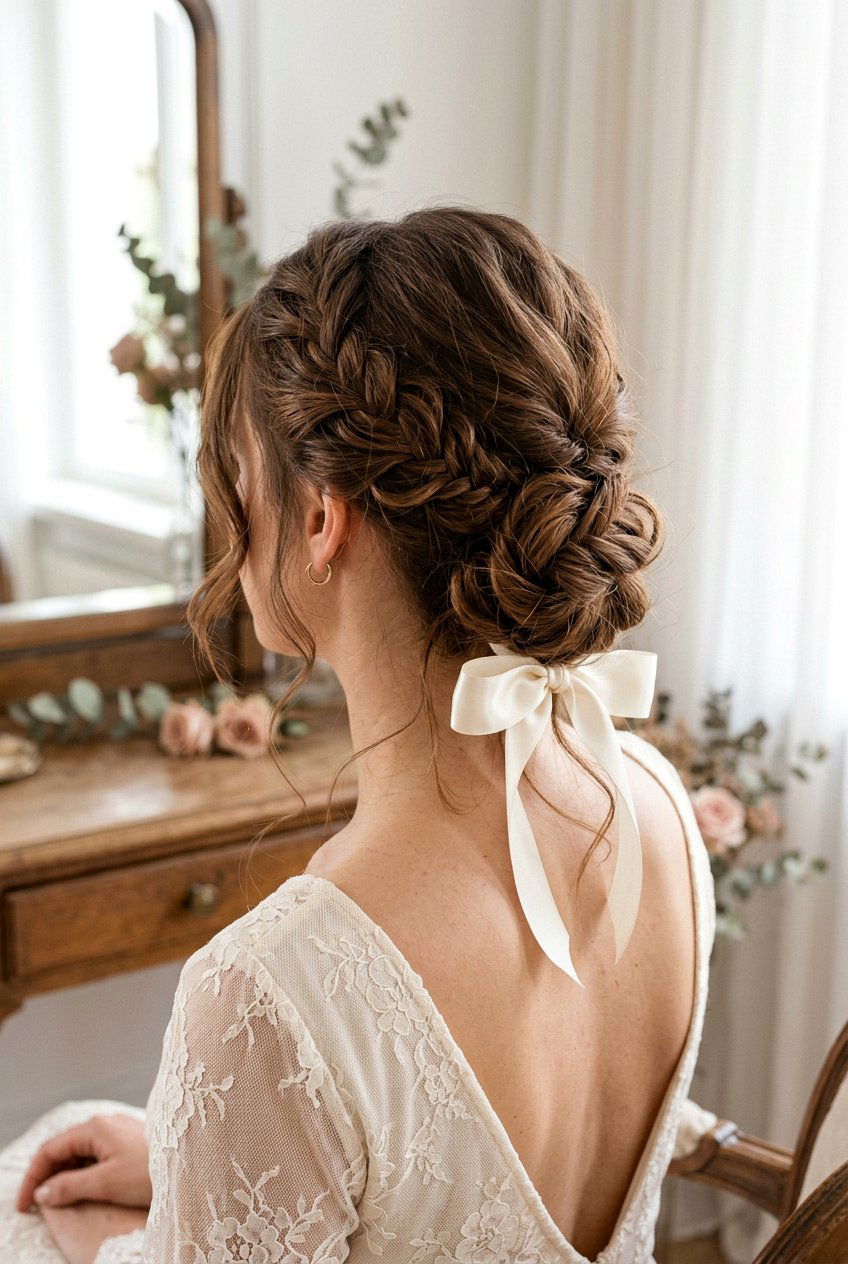 Braided Messy Low Bun - 20 coquette hairstyles - 20 coquette hairstyles