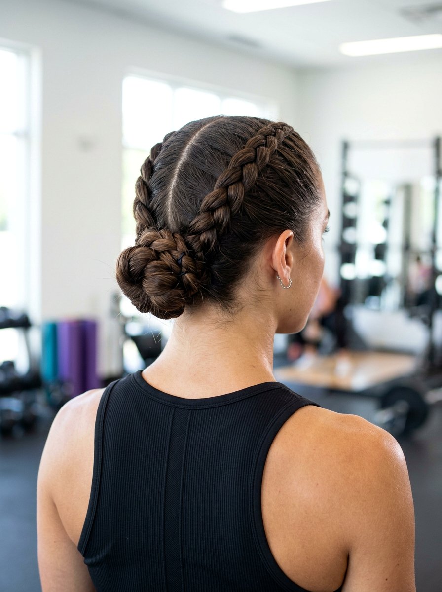 Braided Middle Part Bun - 20 yoga bun with middle part - 20 yoga bun with middle part