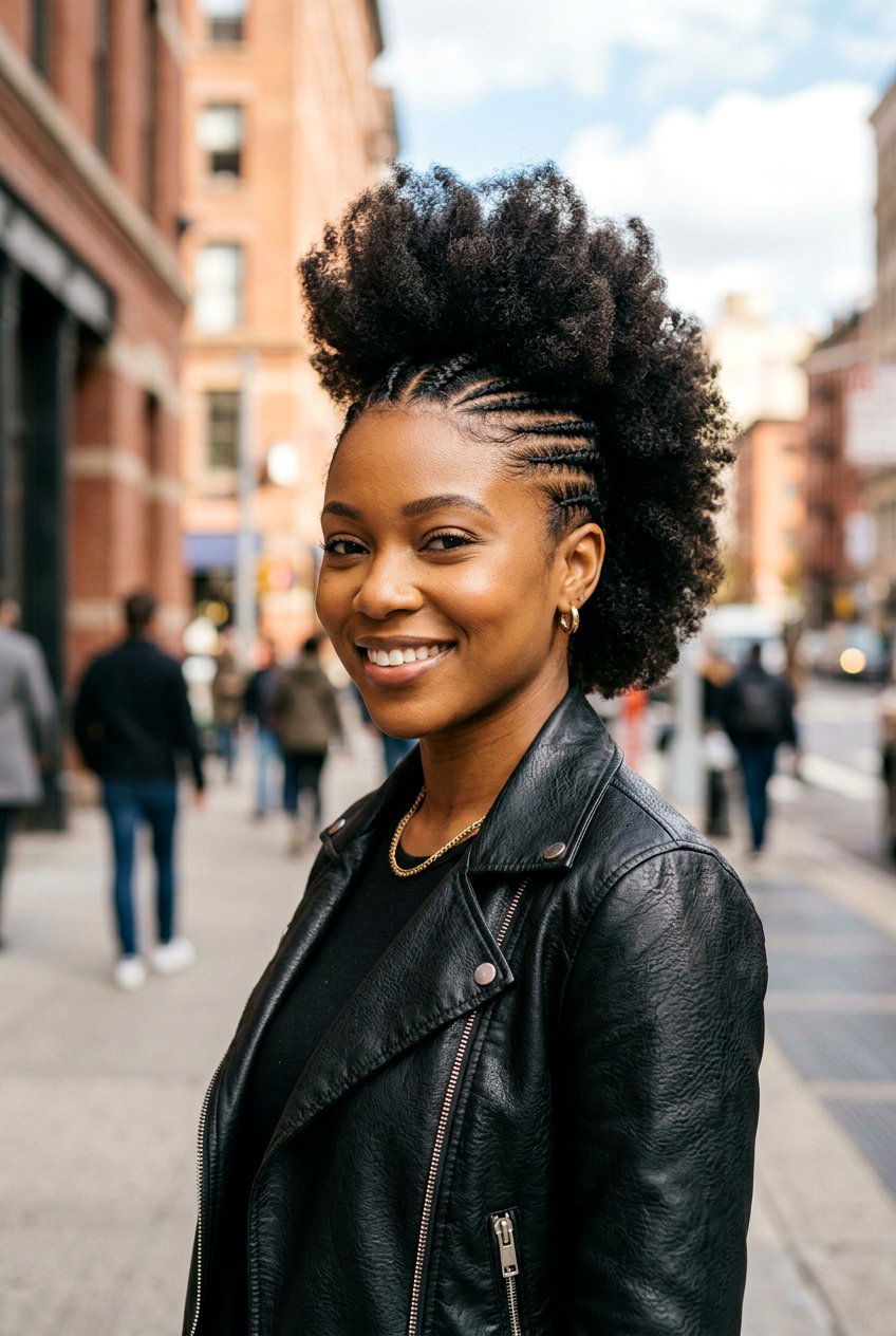 Braided Mohawk Natural Puff - 20 black women natural puff ideas - 20 black women natural puff ideas