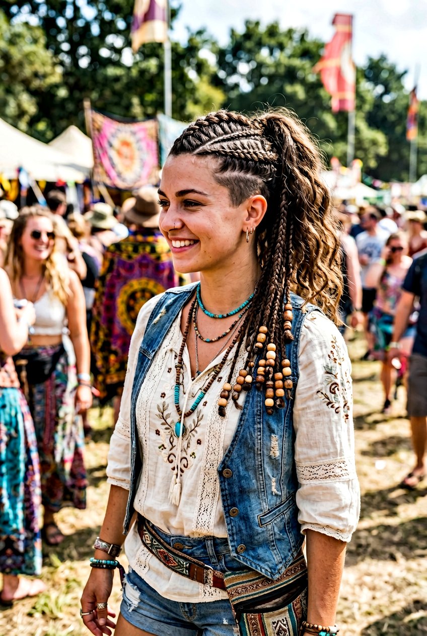 Braided Mohawk Ponytail With Beads - 20 braided mohawk ponytail - 20 braided mohawk ponytail