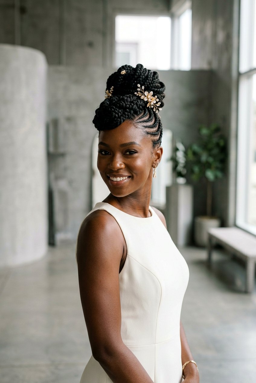 Braided Mohawk Updo - 20 bridal braid styles for black women - 20 bridal braid styles for black women