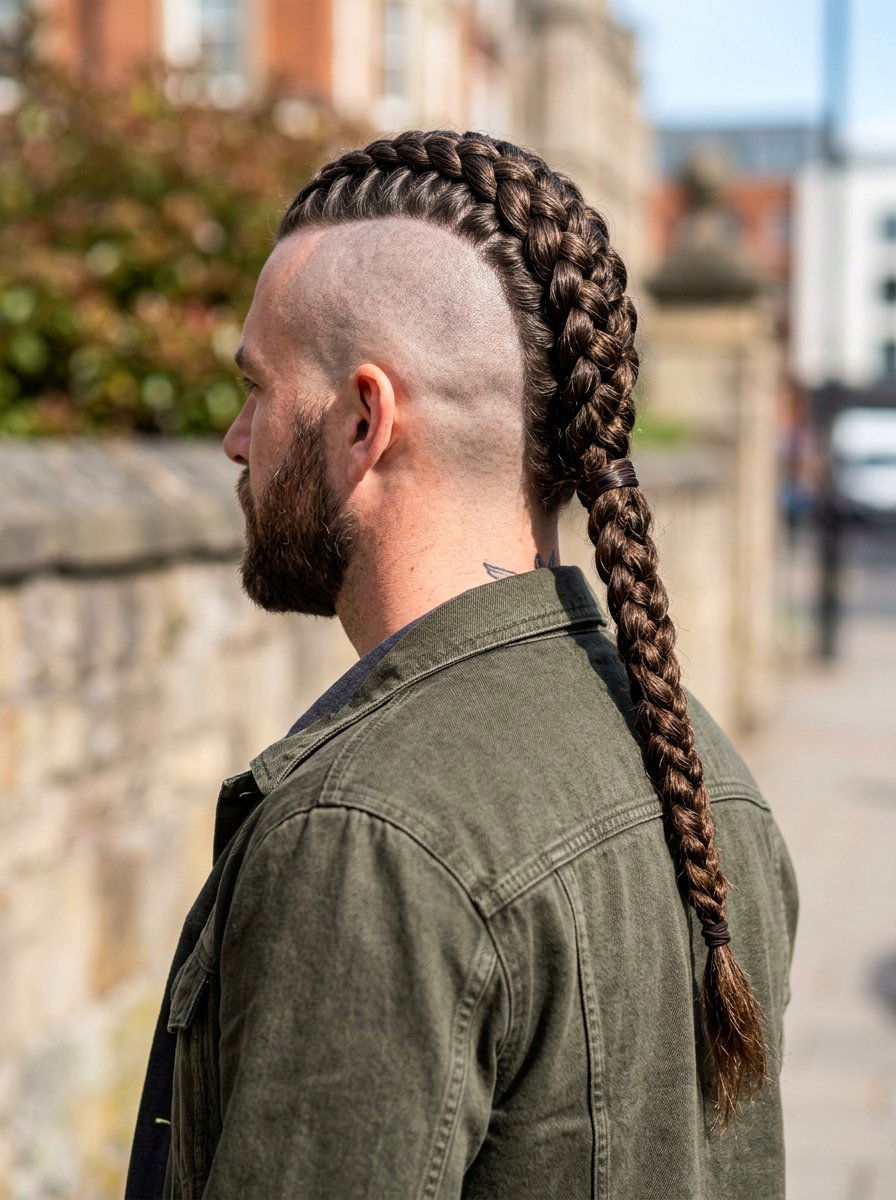 Braided Mohawk with Shaved Temples - 20 viking undercut braid men - 20 viking undercut braid men