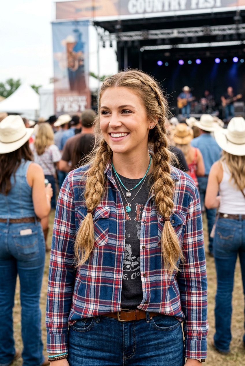 Braided Pigtails Country Concert Hair - 20 country concert hairstyles - 20 country concert hairstyles
