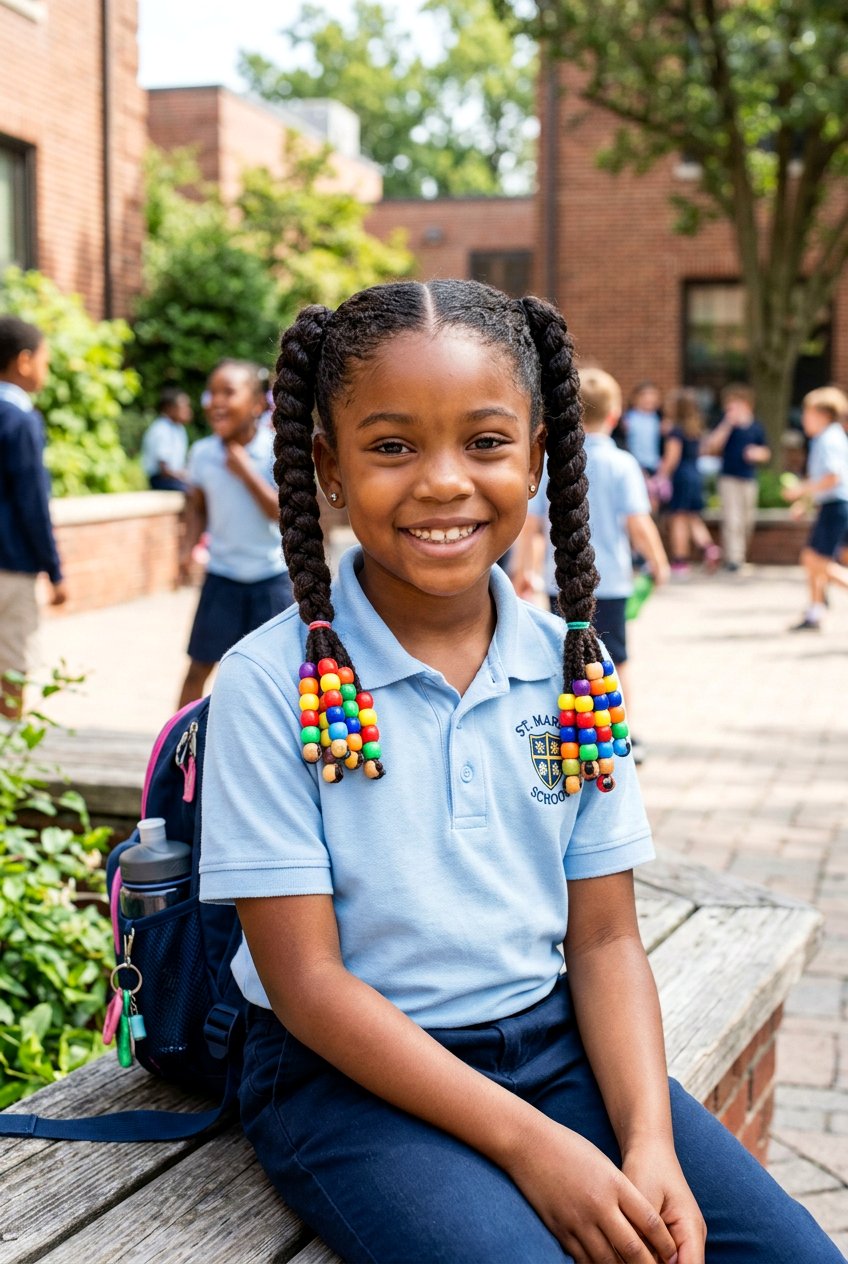 Braided Pigtails With Beads For School - 20 braided pigtails for school - 20 braided pigtails for school