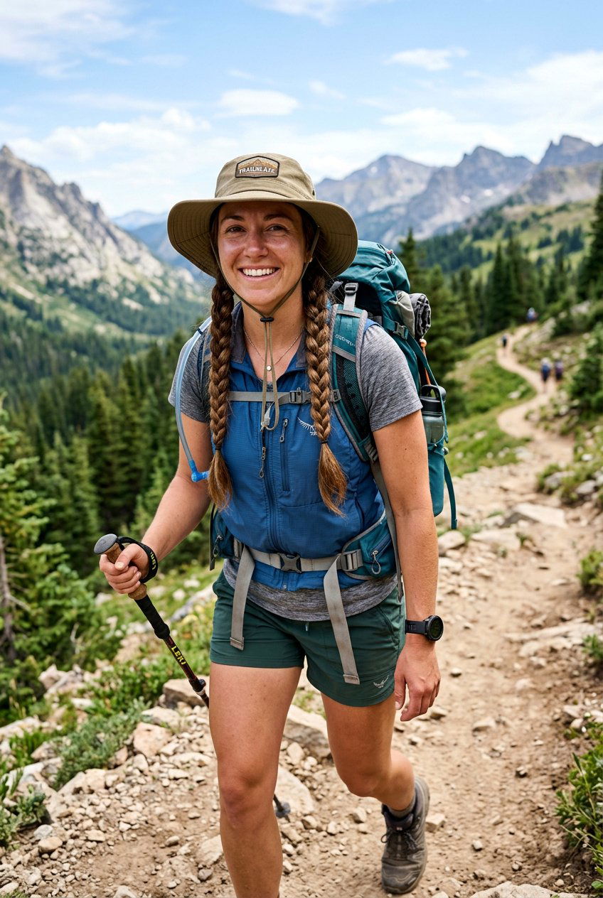 Braided Pigtails With Hat For Hiking Long Hair - 20 hiking hairstyles for long hair - 20 hiking hairstyles for long hair