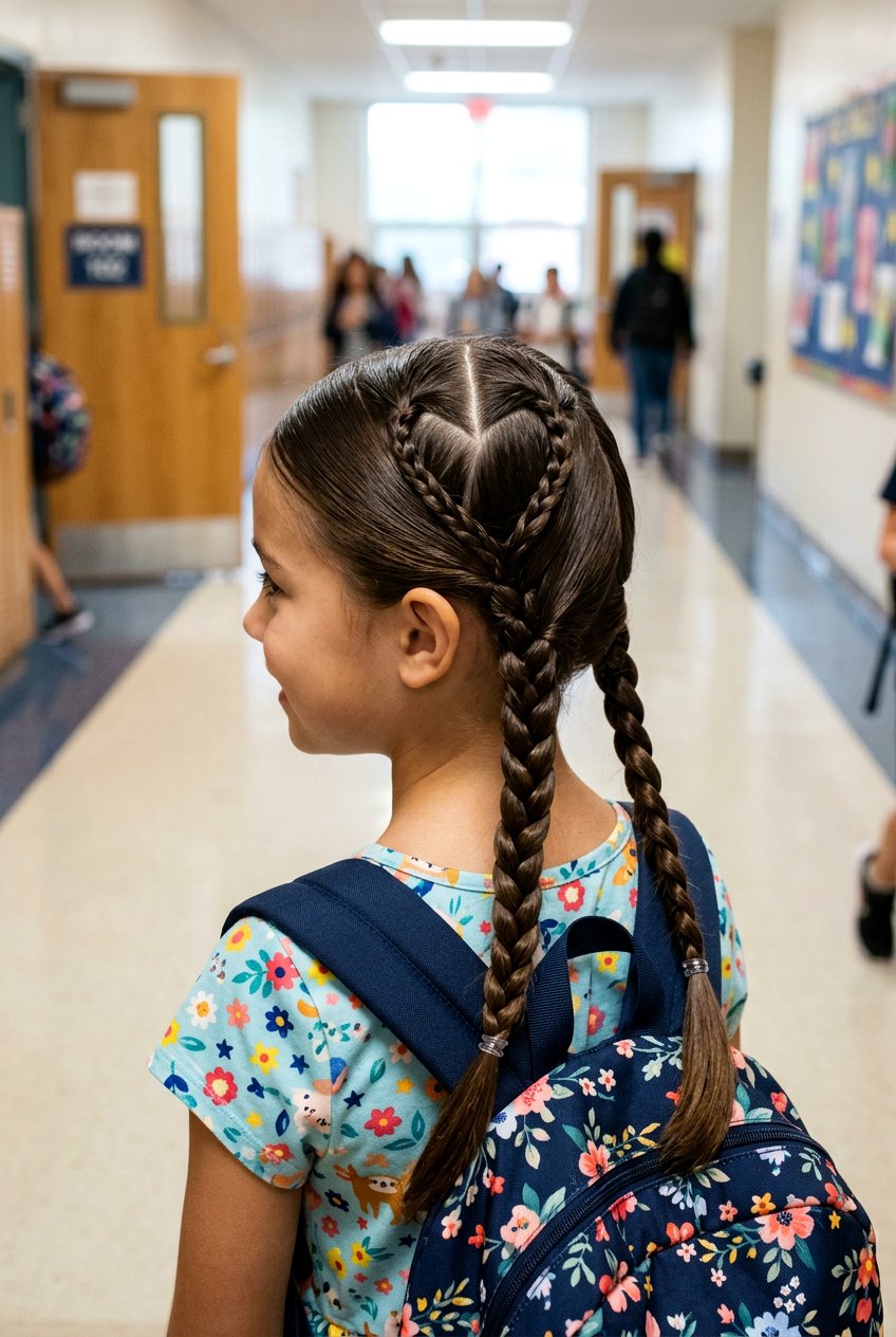 Braided Pigtails With Heart Part For School - 20 braided pigtails for school - 20 braided pigtails for school