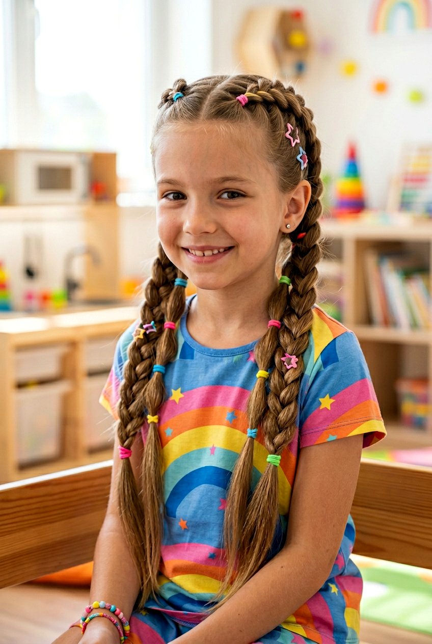 Braided Pigtails With Mini Ponytails - 20 braided pigtails for school - 20 braided pigtails for school