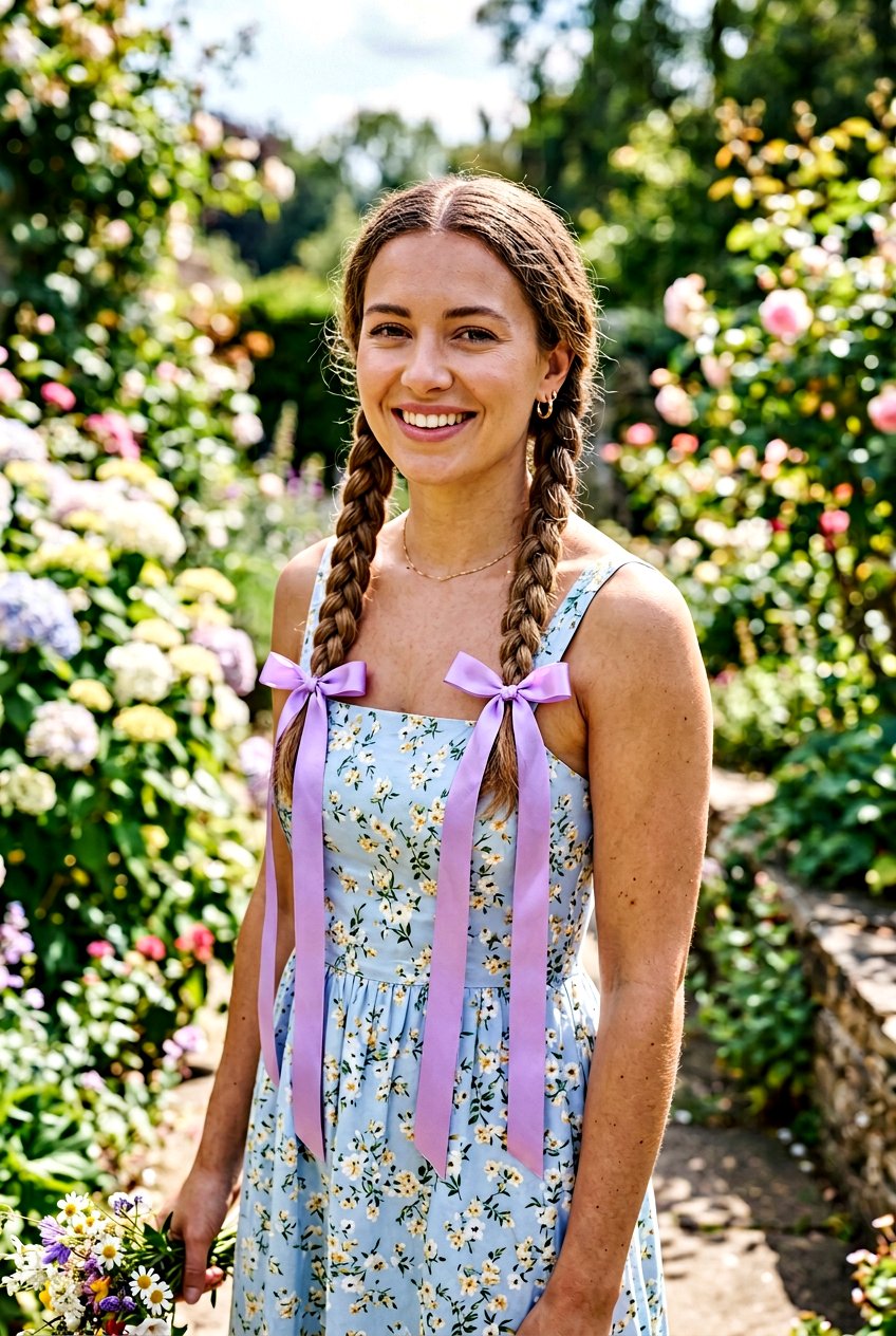 Braided Pigtails With Ribbon Ties - 20 coquette hairstyle with ribbon bow - 20 coquette hairstyle with ribbon bow