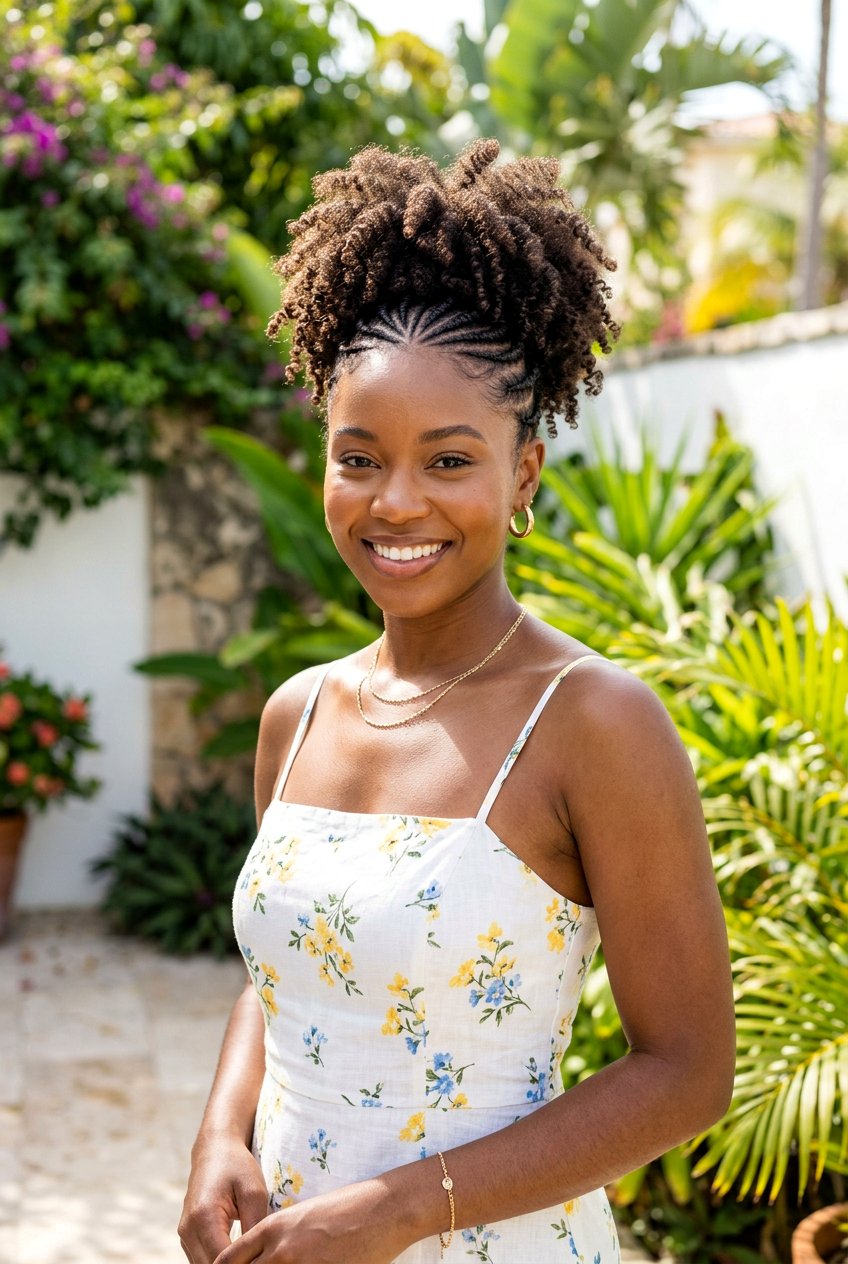 Braided Pineapple - 20 humidity proof hairstyles for curly hair - 20 humidity proof hairstyles for curly hair