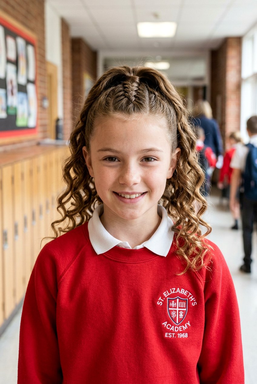 Braided Ponytail - 20 picture day hairstyle for curly hair girls - 20 picture day hairstyle for curly hair girls