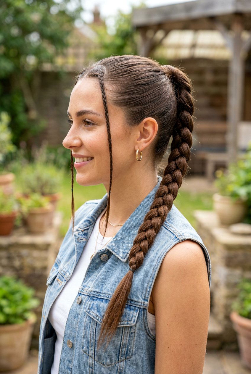Braided Ponytail - 20 y2k ponytail with face framing strands - 20 y2k ponytail with face framing strands