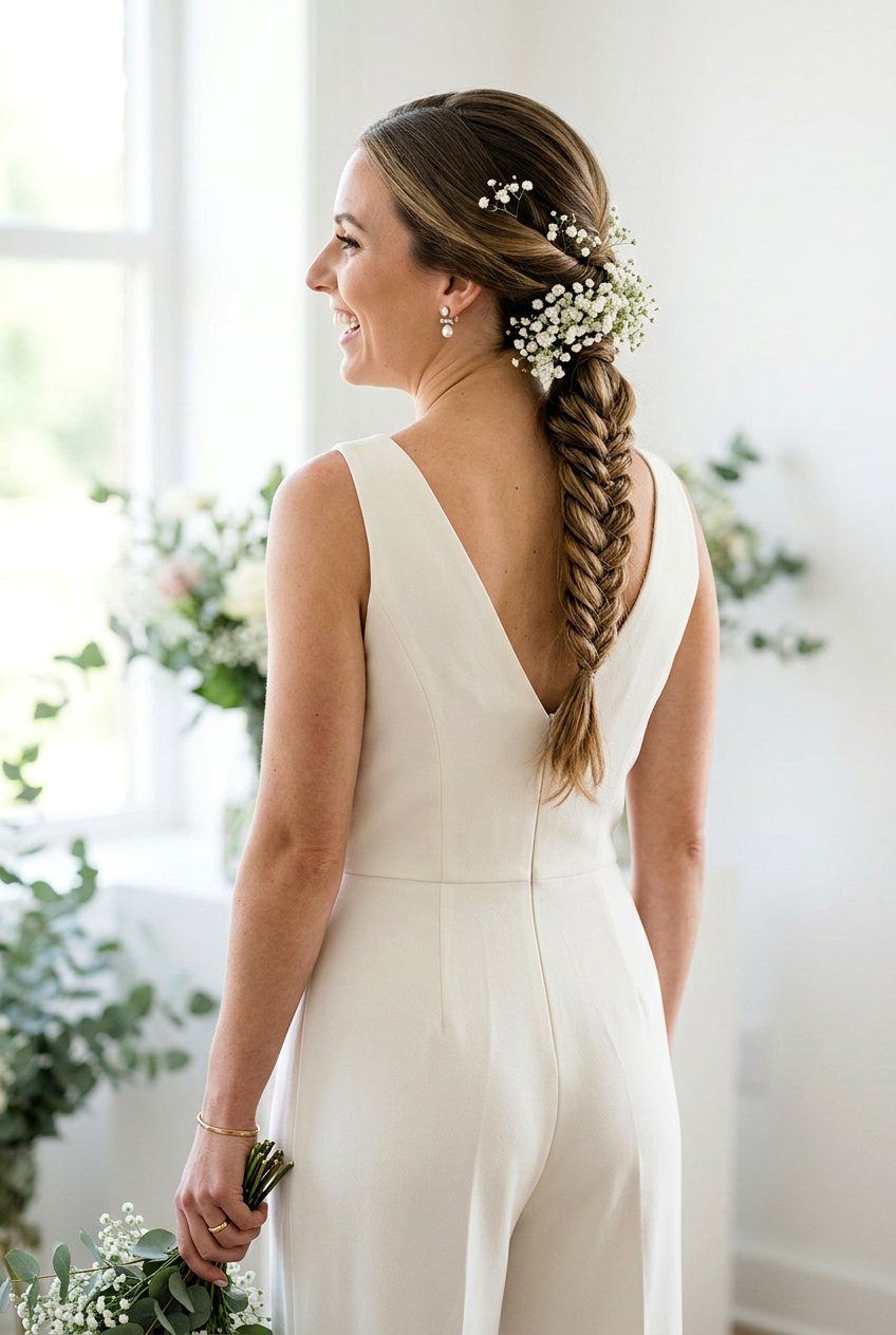 Braided Ponytail Bridal Hair With Babys Breath - 20 bridal braid with babys breath - 20 bridal braid with baby’s breath
