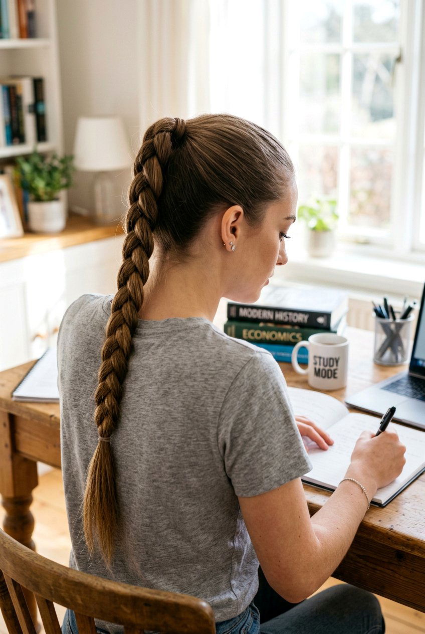 Braided Ponytail Exam Hairstyle - 20 exam day hairstyles - 20 exam day hairstyles