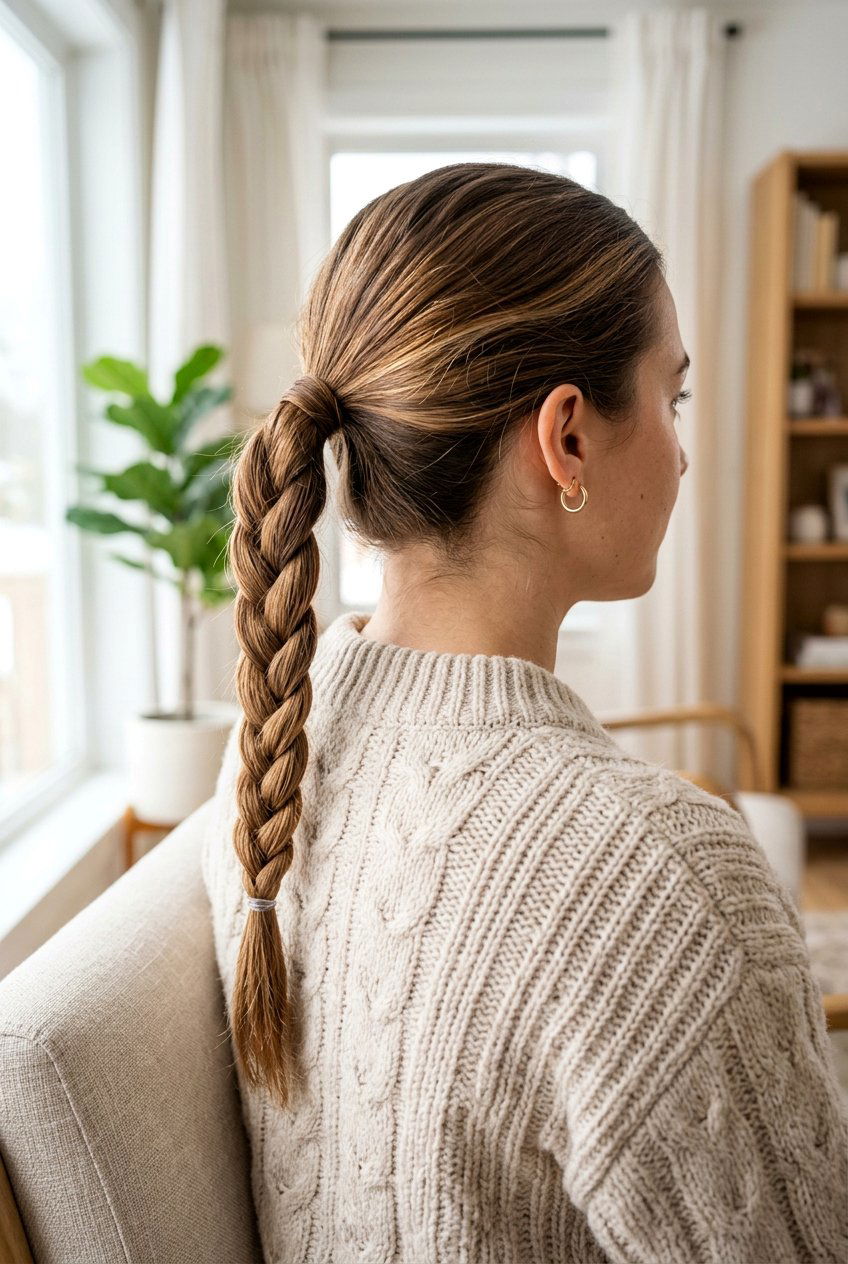 Braided Ponytail For Long Work Days - 20 tidy hairstyles for work from home - 20 tidy hairstyles for work from home