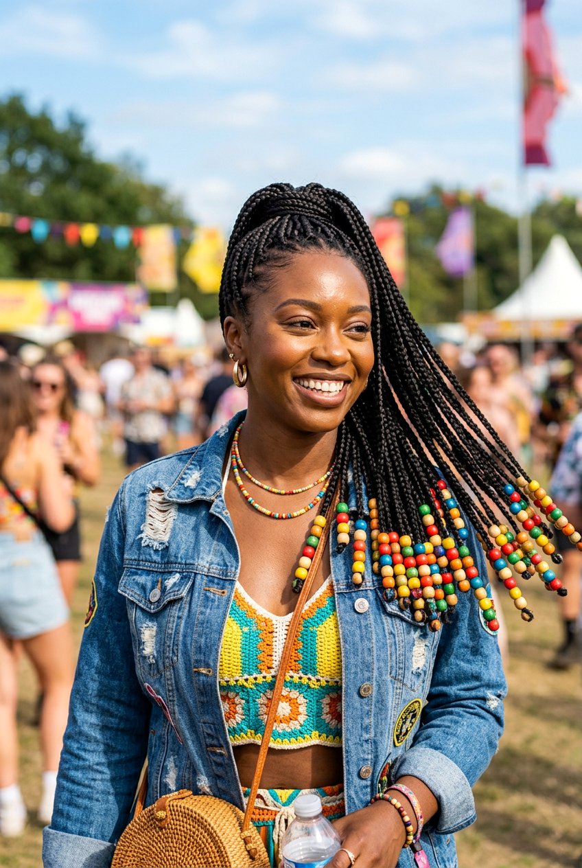 Braided Ponytail With Beads - 20 black women braided ponytail ideas - 20 black women braided ponytail ideas