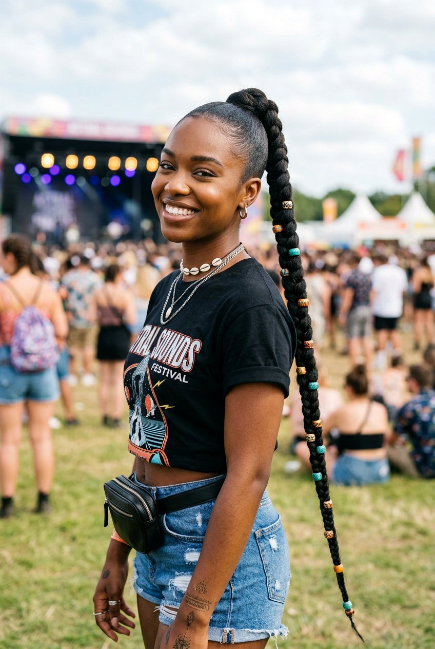 Braided Ponytail With Beads For Concert - 20 concert ponytail with braids - 20 concert ponytail with braids