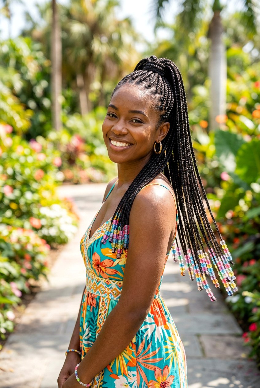 Braided Ponytail With Beads - 20 braided ponytail for black women - 20 braided ponytail for black women