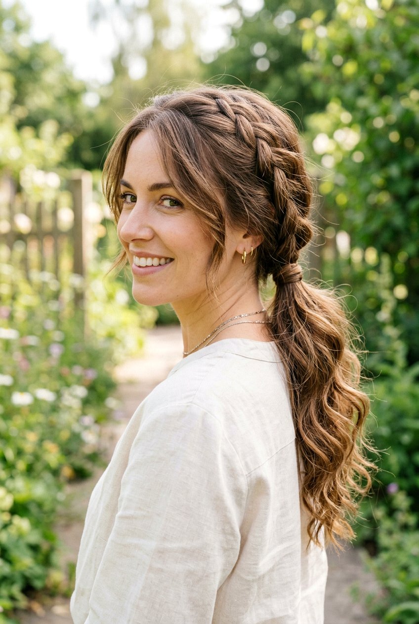 Braided Ponytail With Boho Curls On Ends - 20 braided ponytail with curls - 20 braided ponytail with curls