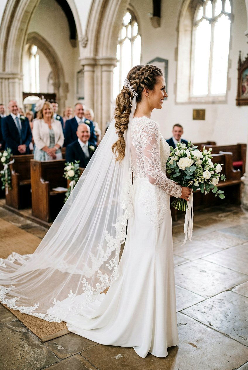 Braided Ponytail With Cathedral Veil Bridal - 20 bridal braid ponytail with veil - 20 bridal braid ponytail with veil