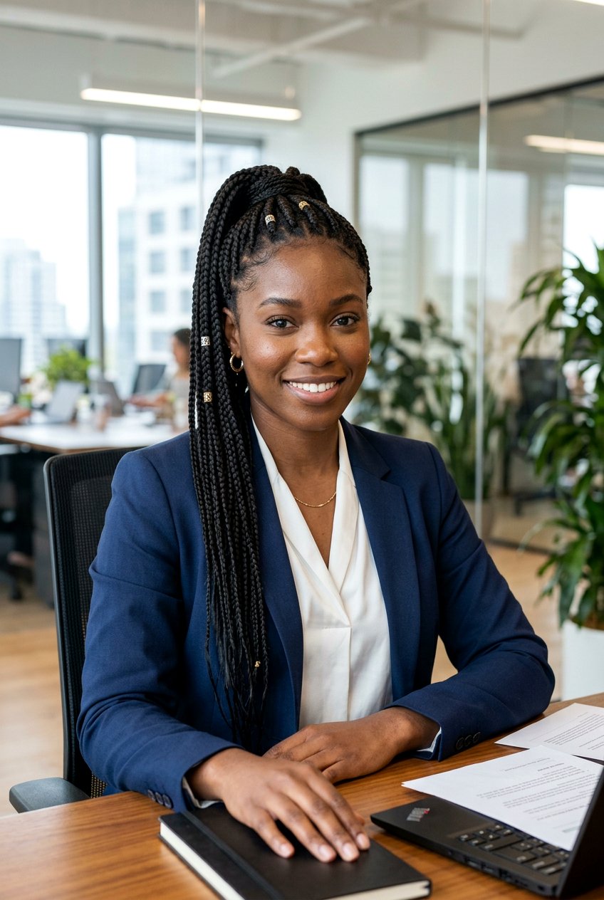 Braided Ponytail With Cuffs - 20 black women office braid ponytail styles - 20 black women office braid ponytail styles