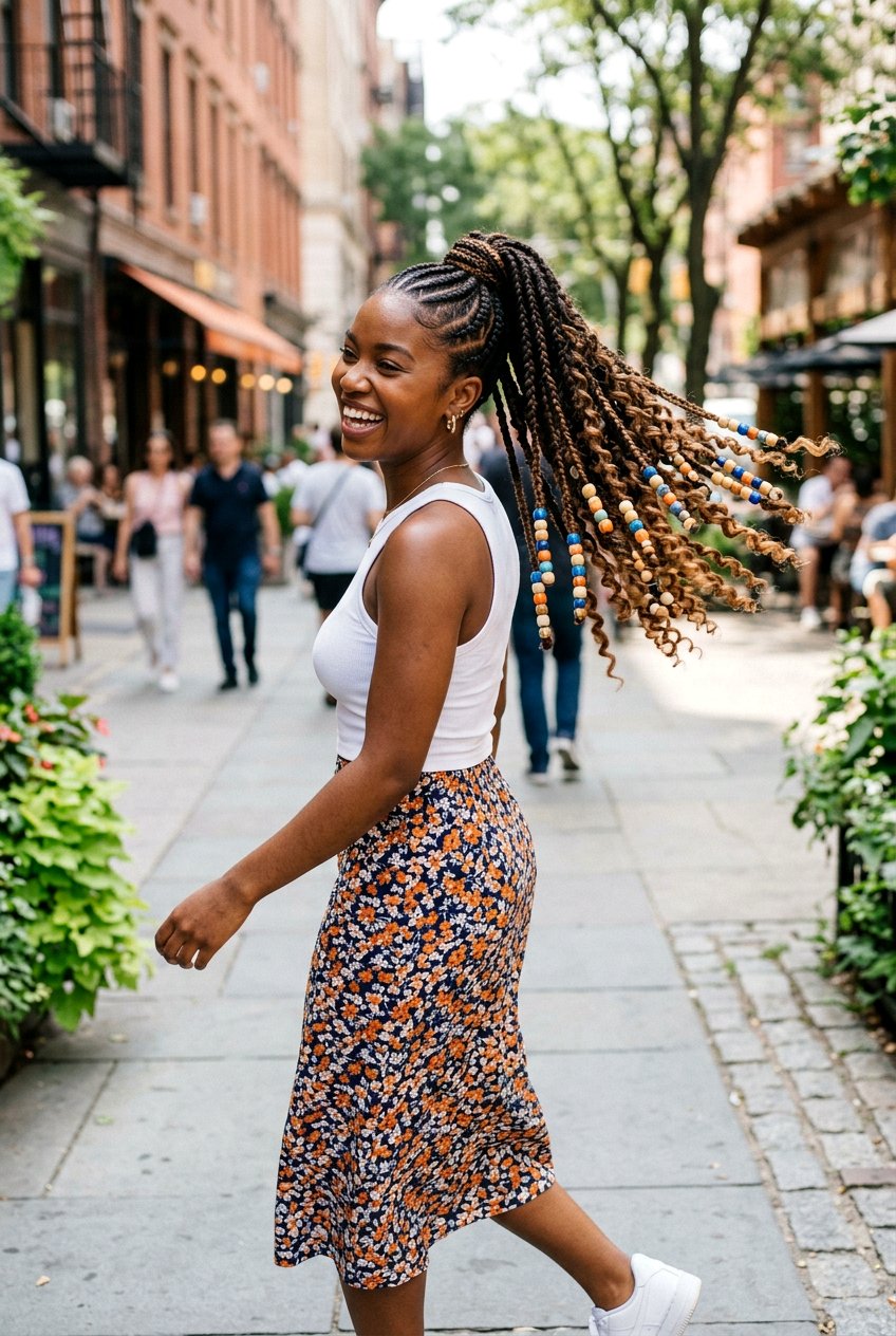 Braided Ponytail With Curls And Beads - 20 braided ponytail with curls - 20 braided ponytail with curls
