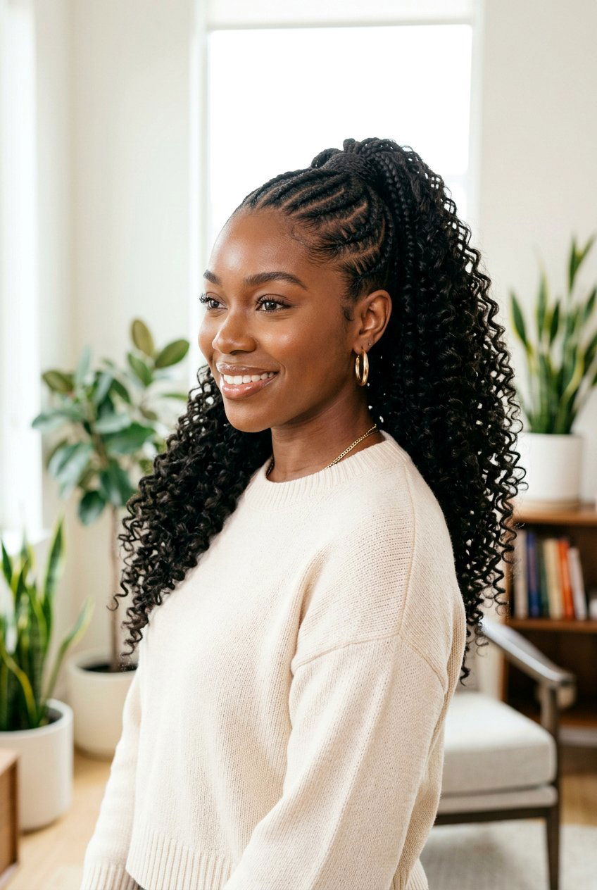 Braided Ponytail With Curly Ends - 20 black women office braid ponytail styles - 20 black women office braid ponytail styles