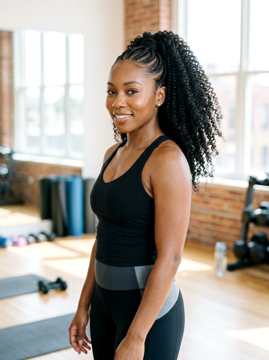 Braided Ponytail With Curly Ends - 20 knotless braids with curls - 20 knotless braids with curls