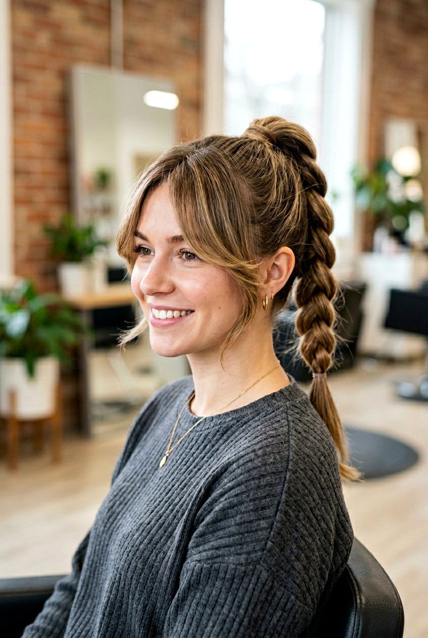 Braided Ponytail With Curtain Bangs - 20 ponytail with curtain bangs - 20 ponytail with curtain bangs