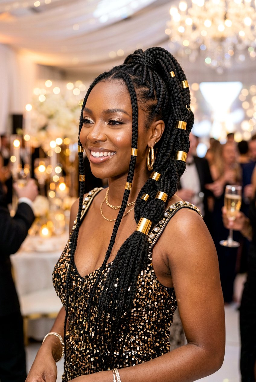 Braided Ponytail With Hair Cuffs - 20 black women braided ponytail ideas - 20 black women braided ponytail ideas